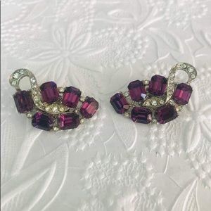 Vintage Unsigned Purple Juliana Style Earring Set